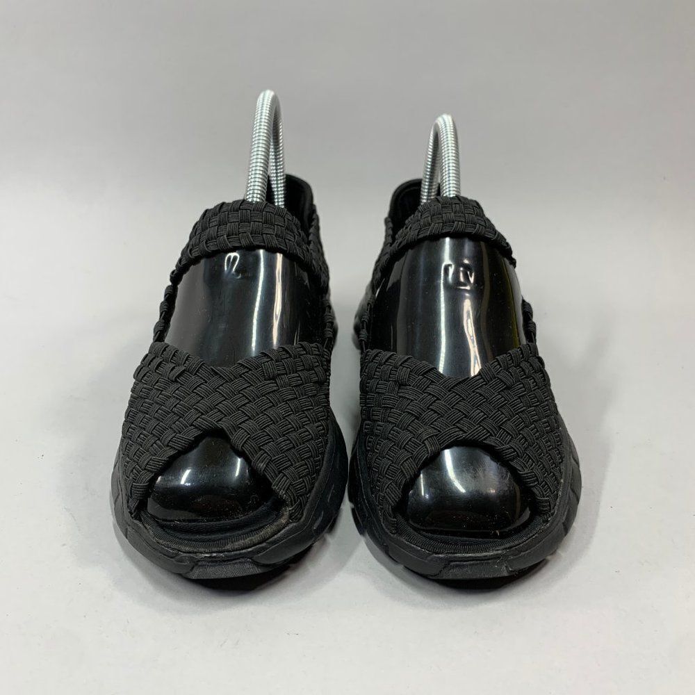 Skechers Open Toe Sandals Women's 6.5 Black Woven Slip On Peep Toe Shoes - Picture 2 of 11